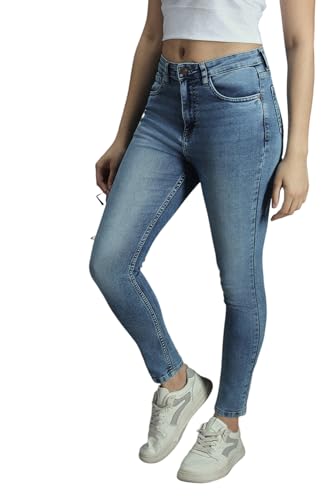 Jean classique taille haute femme bleu denim pantalon droit