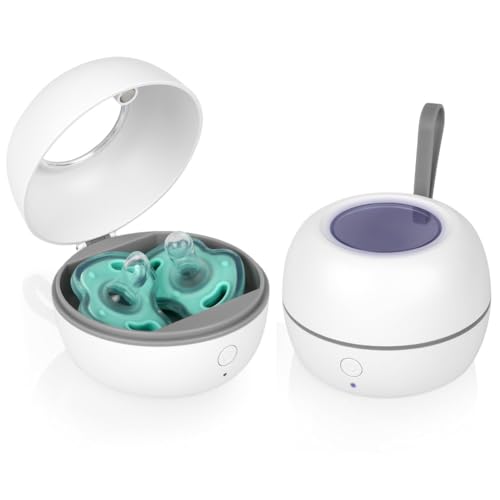 HOTUT Stérilisateur de Sucette Portable, Pacificateur Stérilisateur UV, Boîte Désinfectante à Sucettes, Élimine 99% des Germes, Boîte de Stérilisation UV, Rechargeable Type-C(Grand)