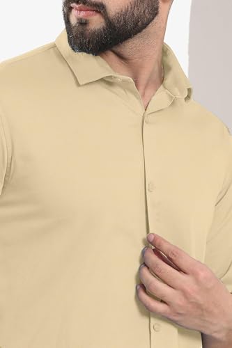 Image of FILO HEVIS Men's Solid Regular Fit Cotton Casual Shirt with Spread Collar & Full Sleeves.