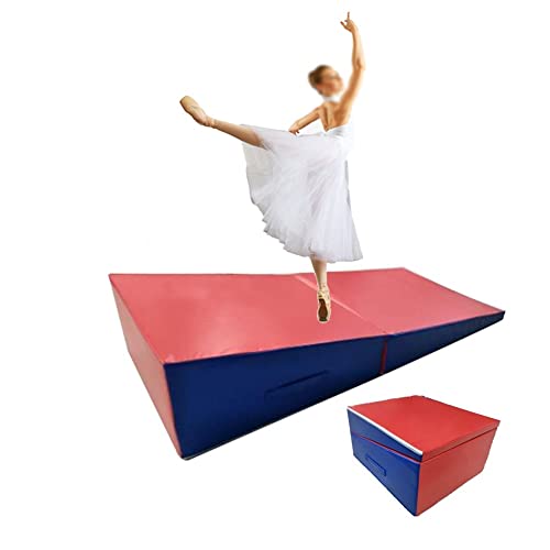 GRRICEPL Gymnastics Wedge Training Exercise Mats High Elasticity with Handle Waterproof Tumbling Mat for Gymnastics Training, Cheerleading and Obstacle Courses (Color : Red, Size : 80X60X30CM)