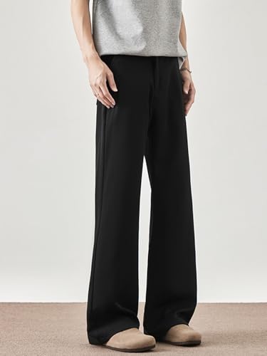 Men's Drop Slight Flare Dress Pants Straight Office Casual Trousers Pants for Men4