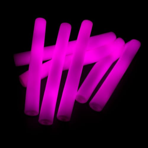 Bâton lumineux LED rose 48 cm en mousse avec 3 modes pour soirées de club