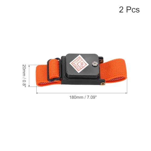 Image of MECCANIXITY 2pcs Anti Static Wrist Strap, ESD Antistatic Bracelet Adjustable Cordless with Spare Bracelet for Computer Electronics Repair Black Orange