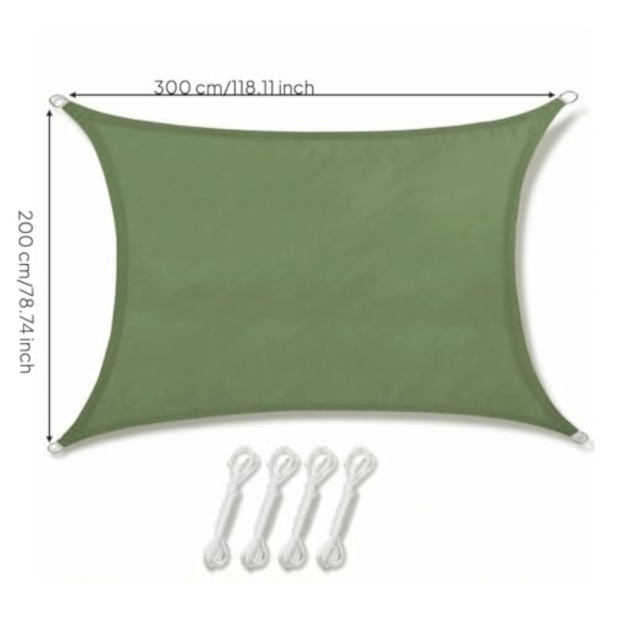 Outdoor Rectangular Shade Sail with Ropes, Lightweight Canopy