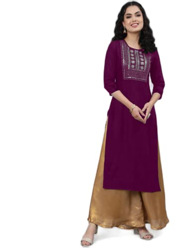 Image of Femvy Women's Rayon Solid Regular Kurti