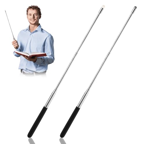 Ptwola Pacote com 2 ponteiros retráteis para professores para sala de aula 100 cm extensível ponteir