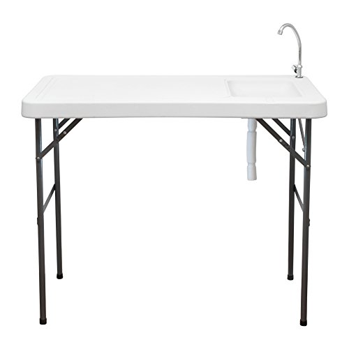 Best Choice Products Portable Cutting Cleaning Table for Fish, Game Hunting w/ Sink, Faucet - Gray