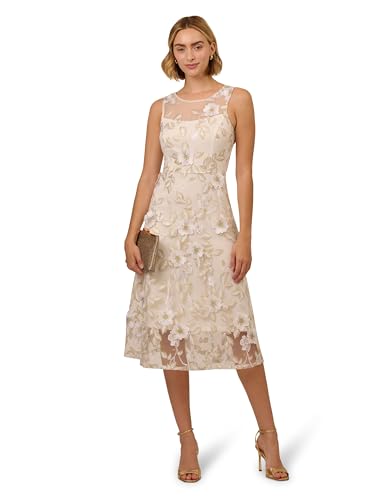 Adrianna Papell Womens 3D Embroidery Midi Dress4