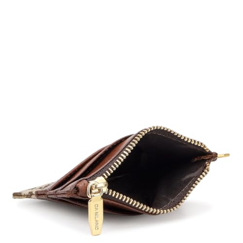 Image of Da Milano Leather Card Holder for Men & Women - Beige & Cognac | Leather
