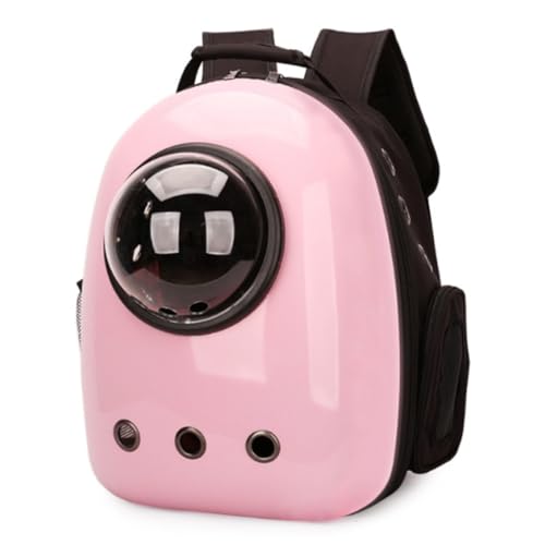 Dtnw 犬キャリーバッグ 犬リュック 猫キャリー リュック 宇宙船 カプセル 軽量 小型犬用 ドライブ キャンピング 旅行 通院 災害 避難用 サイドドア(灰色の円) (ピンク ブラック)