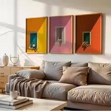 LIRHIQYGF Tríptico moderno para alféizar de ventana, lámina decorativa de pared, lienzo, póster, cuadro para sala de estar, dormitorio, decoración del hogar (30x45cmx3/marco)
