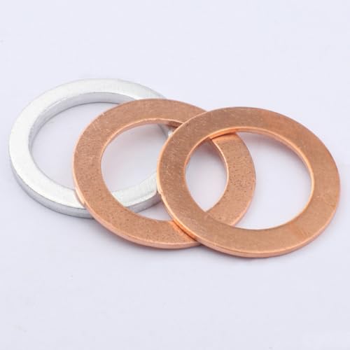 Image of Mandark Car Oil Drain Plug Crush Washer Assortment, 10mm 12mm 14mm 16mm 18mm Auto Engine Fuel Pan Sealing Gasket Kit, Vehicle Oil Plug Seal Replacement Set Accessories, Universal Fit (100PCS)