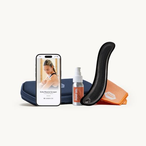 SIDEKICK Echo Muscle Scraper - Steel Gua Sha Tool - w/Patented Anti-Fatigue Grip Stainless Steel - Full Kit Included Designed for IASTM to Relieve Neck Shoulder Back and Muscle Pain (Carbon Black)