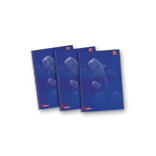 Image of WOW A4 SPIRAL LONG NOTEBOOK| 200 PAGES |RULED | SOFT COVER| Size: 29.7x21cm(Pack of 3)