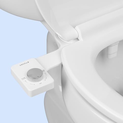 Image of TUSHY NEW Fresh Dual Nozzle Cool Water Bidet: Ultra Slim Toilet Seat Attachment Sprayer with Luxury 2 in 1 Front & Rear, Self-Cleaning, 180º Clean, (DIY Install, 10 Minutes), Matte Silver Knob