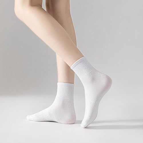 Image of WoWhite Ankle Socks for Woman Cotton Crew Socks Athletic Running 5 Pairs(white*3 & black*2,9-11)