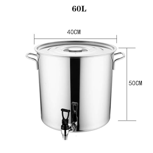 Olla de acero inoxidable, olla de acero inoxidable, olla con espiga, olla de sopa de acero inoxidable, fondo compuesto, cubo de vino de 5-90 L, olla redonda de acero inoxidable, 40 x 50 cm