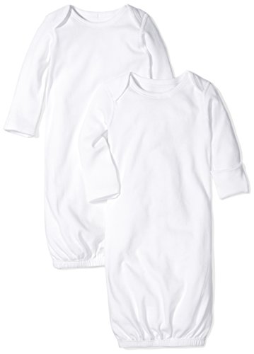 Moon and Back Baby Set of 2 Organic Sleeper Gowns, White Cloud, 0-6 Months