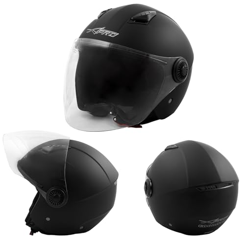 Casco Jet Visiera Scooter Moto Quad Omologato ECE 22-06 Nero Satinato M