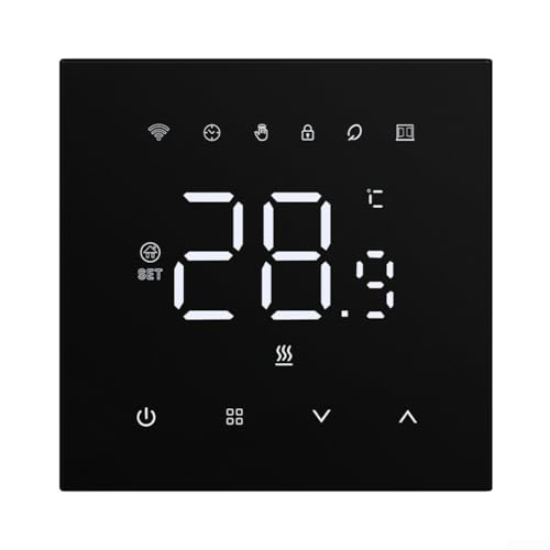 Termostato programable inteligente con control de aplicación inalámbrica, para calefacción de suelo eléctrico, calefacción de agua y sistemas de caldera montados en la pared (calentamiento de agua B)