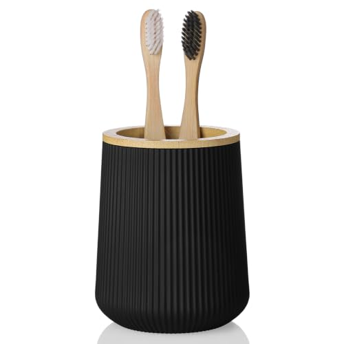 YAUKPH Bamboo Striped Toothbrush Holder