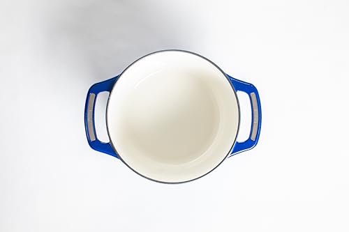 Image of Lodge USA Enamel 6 Qt Enameled Cast Iron Dutch Oven - Cast Iron Cookware - Dutch Oven Pot with Lid - Smoothing Sailing Color - 6 Qt Capacity