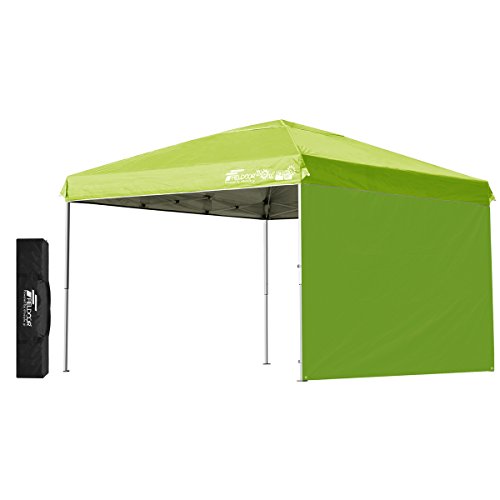 FIELDOOR 組立て簡単!! スチール ワンタッチタープテント 3.0x3.0m ライム G03 専用横幕/サイドシート1枚付属 【豊富なオプションパーツ※別売り】 (高耐水加工＆UVカットコーティング)