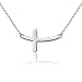 ATHENAA S925 Sterling Silver Sideways Cross Pendant Necklace For Women 18+2 inches