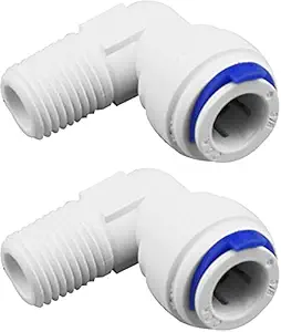 AQUALIQUID RO Spares Plastic 1/4 Inch Male Thread to 3/8 Inch Quick Connect Elbow Connector 1/4