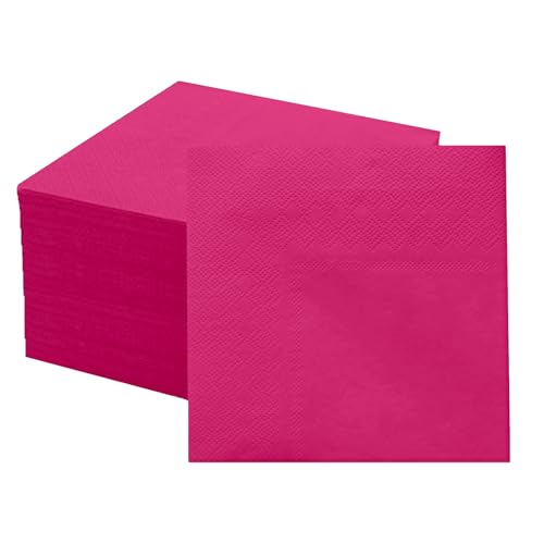 100 Pieces 2-ply Hot Pink Napkin Disposable Cocktail Napkins Dessert Napkins for Dinner Wedding Birthday Party Bridal Anniversary Reception Event 5 x 5 Inch(Hot Pink)