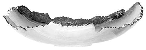 Red Co. 12” Decorative Antique Silver Allure Torn Hammered Metal Centerpiece Bowl With Sculpted Edges #TOP1