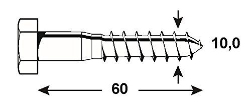 CONNEX KL3141060 571 10 x 60mm Hexagonal Headed Screws, 10 x 60 mm - Image 2