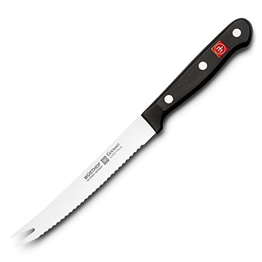 WÜSTHOF Gourmet Five Inch Tomato Knife | 5" Tomato Knife with Serrated Edge | Precise Laser Cut High Carbon Stainless Steel Serrated Utility Knife – Model