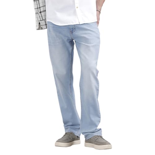 Image of WROGN Men's Anti Fit Jeans | 100% Cotton | Solid | Relaxed Casual Denim