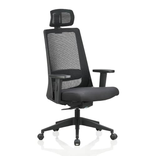Image of Grace Ergonomic Office Chair with Headrest, High Back Mesh, Adjustable Arms, Black