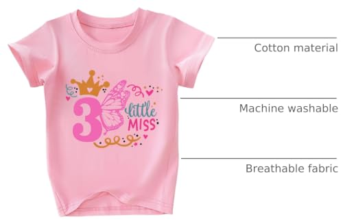 Image of Toddler Girls 3rd Birthday Shirts for Girls 3 Years Old Outfit for Party Tshirt