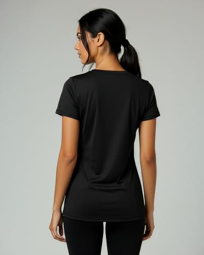 Image of Real Essentials 5 Pack: Women's Dry-Fit Short Sleeve V Neck T Shirt Workout Fitness Yoga Top Tee (Available in Plus Size) | Available In Plus Size, Short Sleeve Moisture Wicking Stretch Activewear Running Hiking Tennis Pickleball Sports Exercise