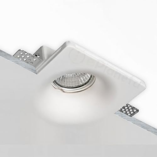 TOT ELECTRIC Portafaretto Quadrato in Gesso con foro conico da Incasso a Scomparsa Controsoffitto Cartopngesso per lampadine faretti led GU10