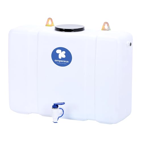 Image of AMPEREUS RO Waste Water Storage Tank for Home Filter | 18 Litre Water Storage Container with Tap | Wall-Mount HDPE Tank with Translucent Body | Easy Connection to All RO Purifiers, AC Units