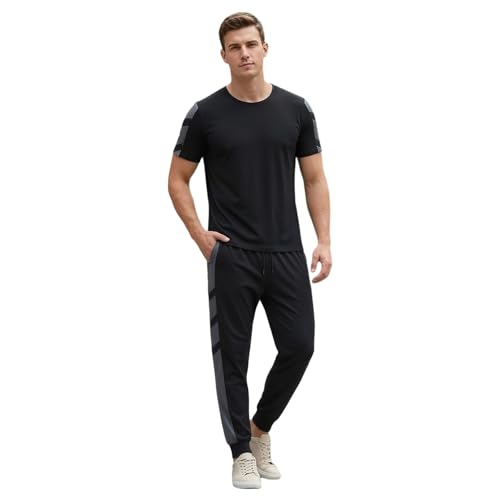 Jogging en coton pour homme avec rayures latérales et poches pratiques
