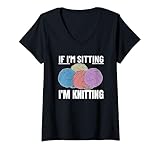 Photo Gallery donna if i m sitting i m knitting funny knits maglietta con collo a v Photo Gallery donna if i m sitting i m knitting funny knits maglietta con collo a v