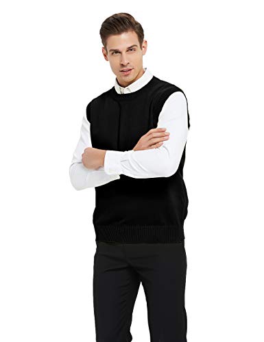 TopTie Custom Men's Crewneck Sweater Vest Sleeveless Embroidery Cotton Personalize Logo4