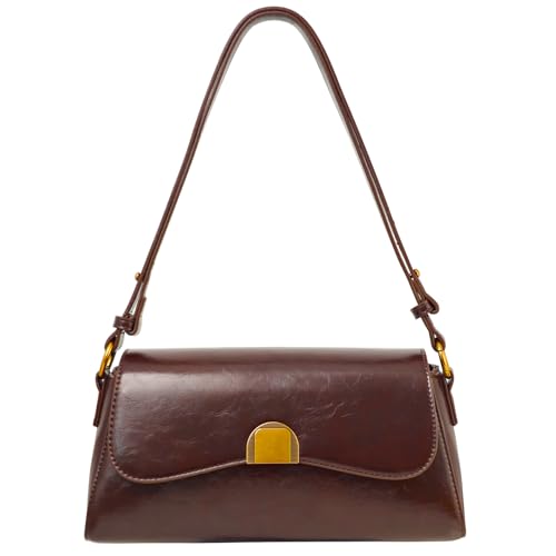 HILELIFE Shoulder Bag for Women - PU Leather Purse Brown Shoulder Bags for Women Small Crossbody Bag with Adjustable Strap, Stylish Handbag