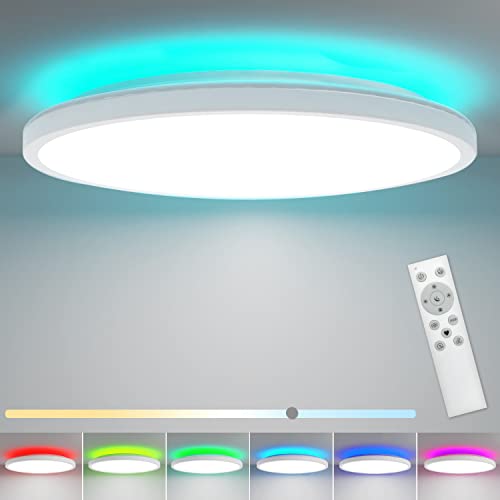 Peasur LED Deckenlampe, 24W Led Deckenleuchte RGB Farbwechsel mit...