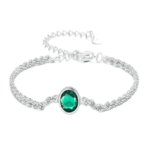 Bijoux femme en argent 925 avec zircon vert de luxe et maille Chopin 2025