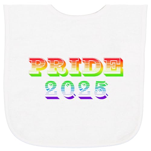 inktastic Pride Month 2025- Rainbow Retro Font Baby Terry Cloth Bib