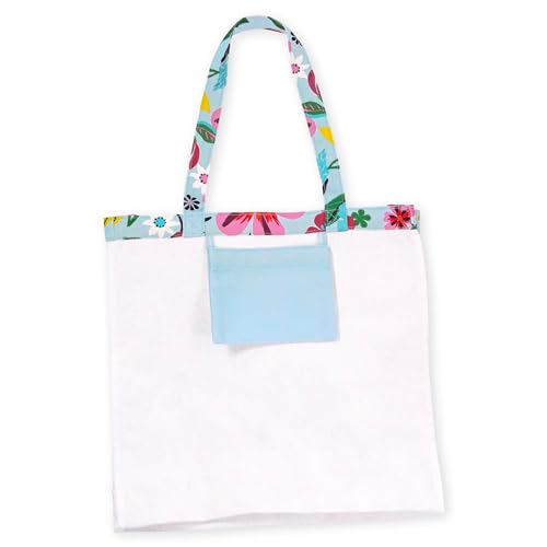 kate spade new york Cute Canvas Tote Bag for Women, Canvas Beach Bag, Book Tote with Pocket, Safari Floral2