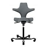 HAG Capisco Sit to Stand Chair-Black Frame-Upholstered Dark Gray
