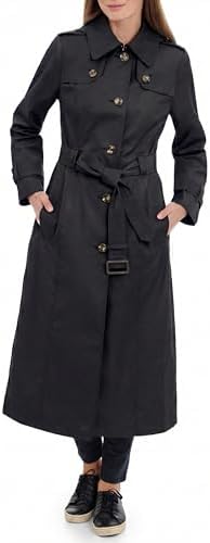 London Fog Women's Trenchcoat Single Breasted Long Trench Coat With Epaulettes And Belt