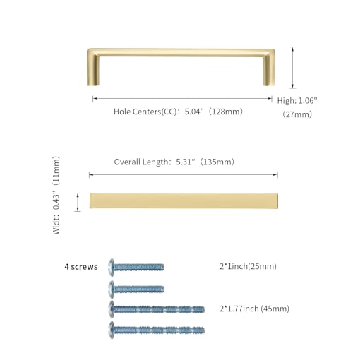 Image of 10 Pack 5 Inch(128mm) Kitchen Cabinet Handles Gold Cabinet Pulls Kitchen Cabinet Hardware Drawer Pulls for Cupboard Wardrobe